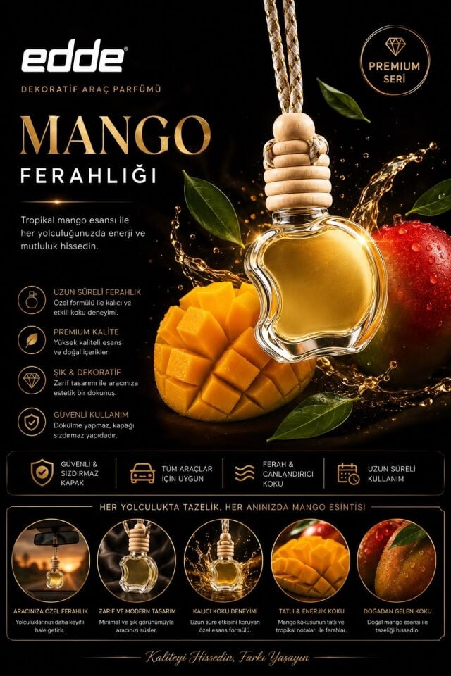 Edde Mango Kokulu Askılı Apple Araba Araç Oto Kokusu Dikiz Aynası Kokusu