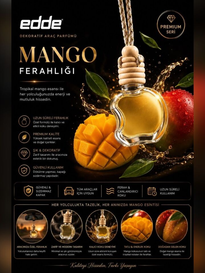Edde Mango Kokulu Askılı Apple Araba Araç Oto Kokusu Dikiz Aynası Kokusu
