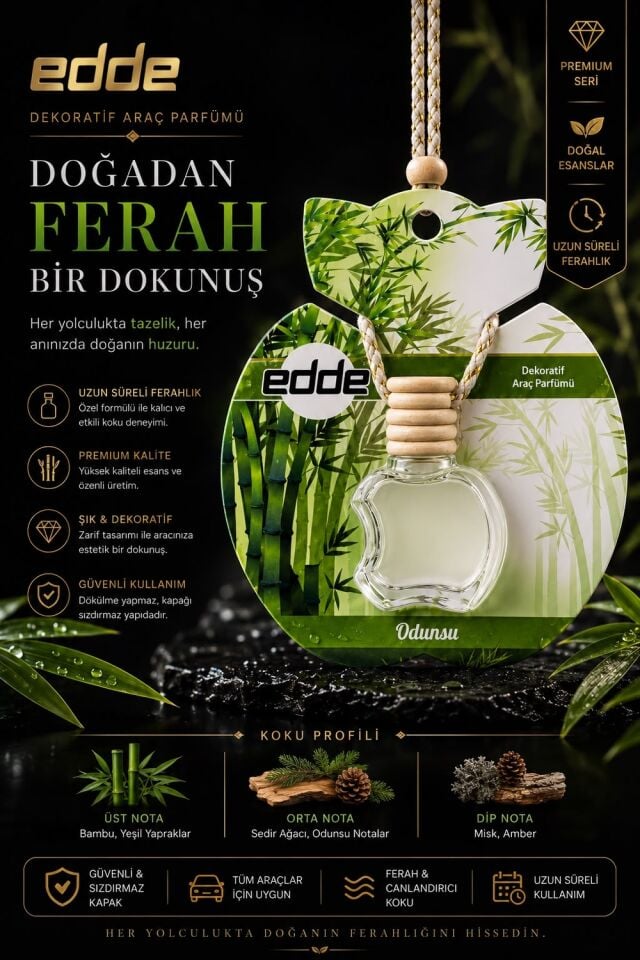 Edde Odunsu Kokulu Askılı Apple Araba Araç Oto Kokusu Dikiz Aynası Kokusu