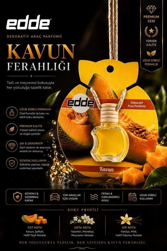 Edde Kavun Kokulu Askılı Apple Araba Araç Oto Kokusu Dikiz Aynası Kokusu