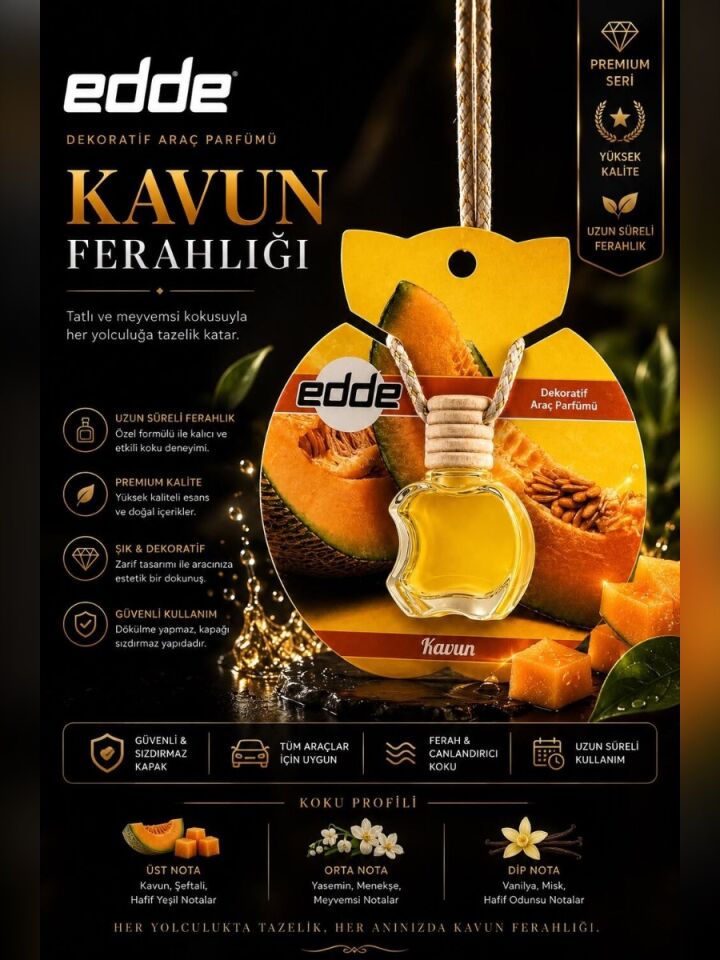 Edde Kavun Kokulu Askılı Apple Araba Araç Oto Kokusu Dikiz Aynası Kokusu