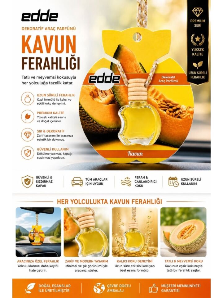 Edde Kavun Kokulu Askılı Apple Araba Araç Oto Kokusu Dikiz Aynası Kokusu