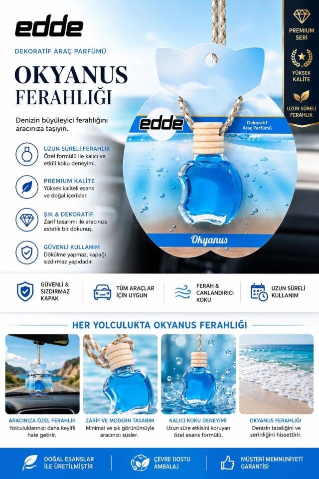Edde Okyanus Kokulu Askılı Apple Araba Araç Oto Kokusu Dikiz Aynası Kokusu