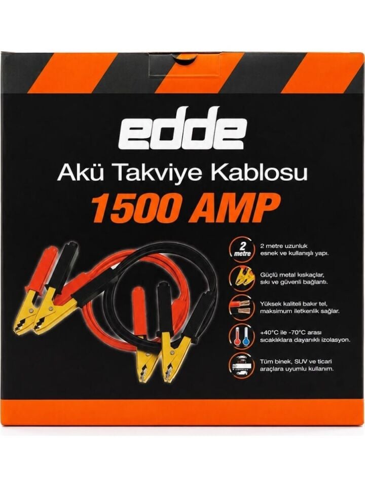 Edde Araba Araç Oto Akü Takviye Kablosu 1500 Amper