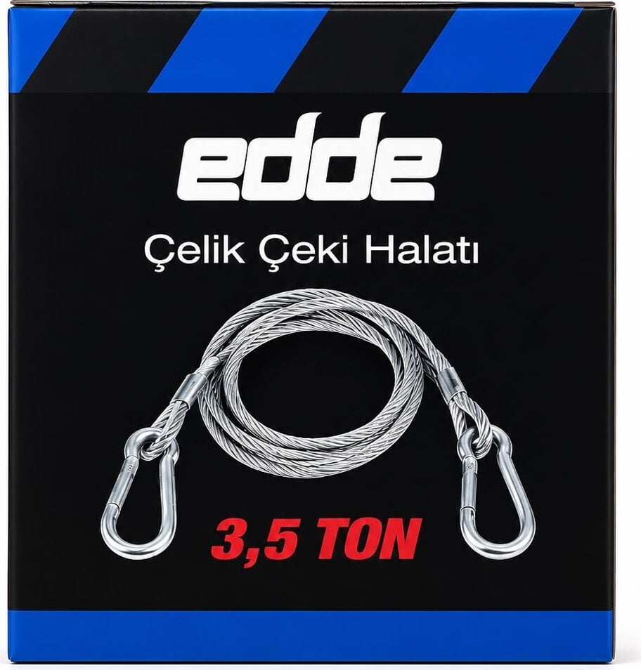 Edde Araba Araç Oto Çelik Çeki Halatı 3,5 Ton Araç Çekme Halatı