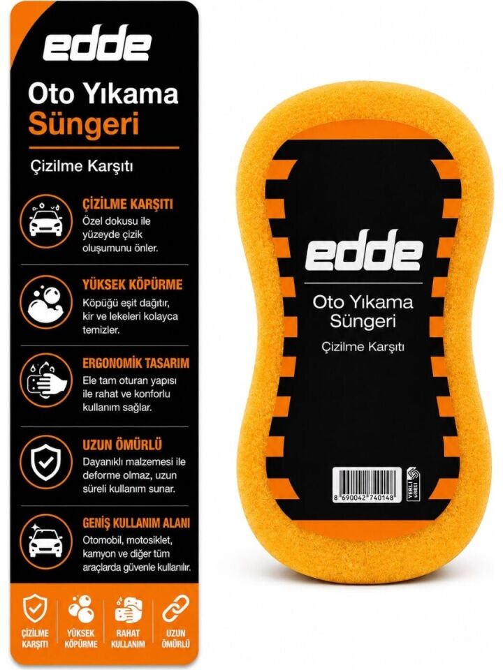 Edde Araba Araç Oto Yıkama Temizleme Süngeri 3 Adet Set Oto Detailing