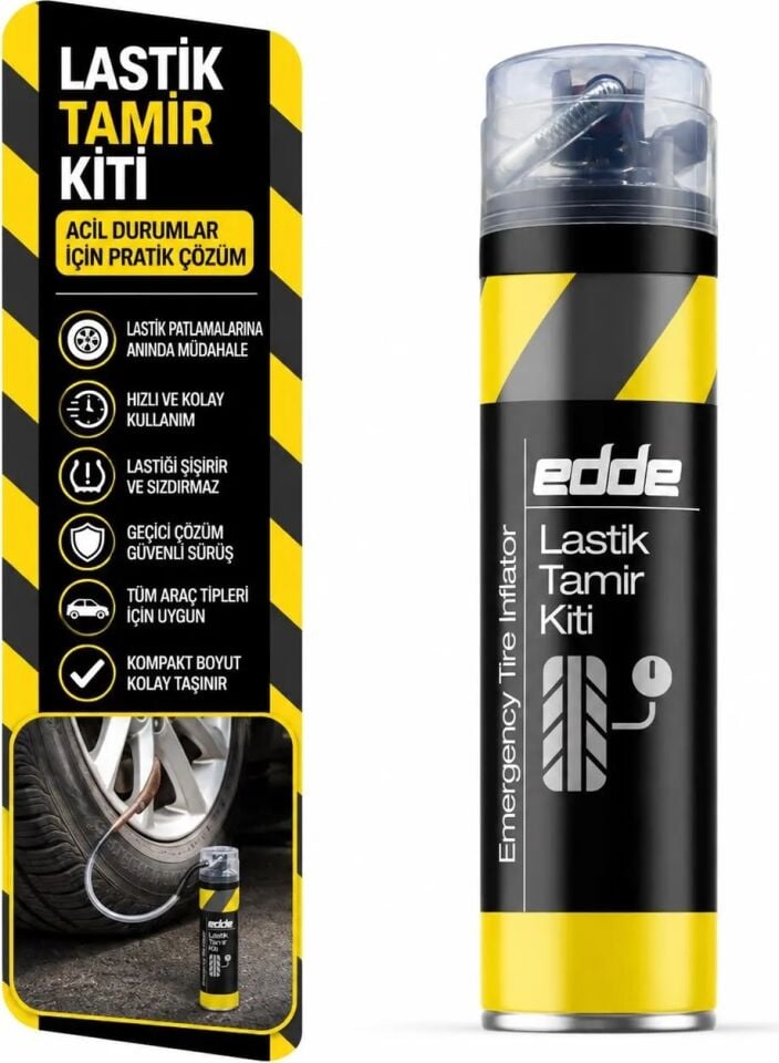 Edde Araba Araç Oto Lastik Tamir Kiti Lastik Tamir Spreyi 500 ml Oto Bakım Ürünleri