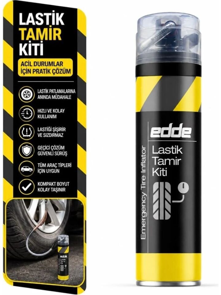 Edde Araba Araç Oto Lastik Tamir Kiti Lastik Tamir Spreyi 500 ml Oto Bakım Ürünleri