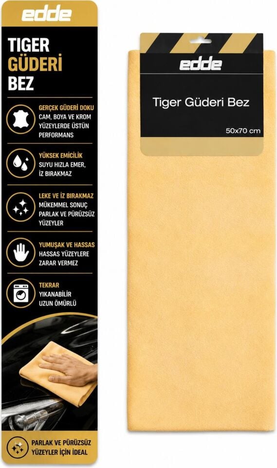 Edde Araba Araç Oto Tiger Güderi Bez 50×70 cm Orjinal Güderi Oto Detailing