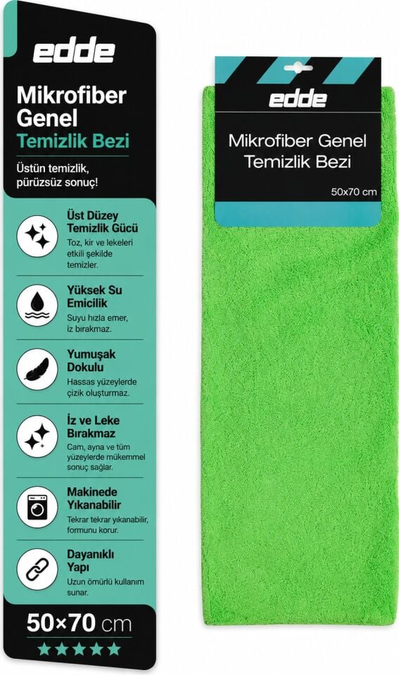 Edde Araba Araç Oto Mikrofiber Genel Temizlik Bezi 50×70 cm Oto Detailing