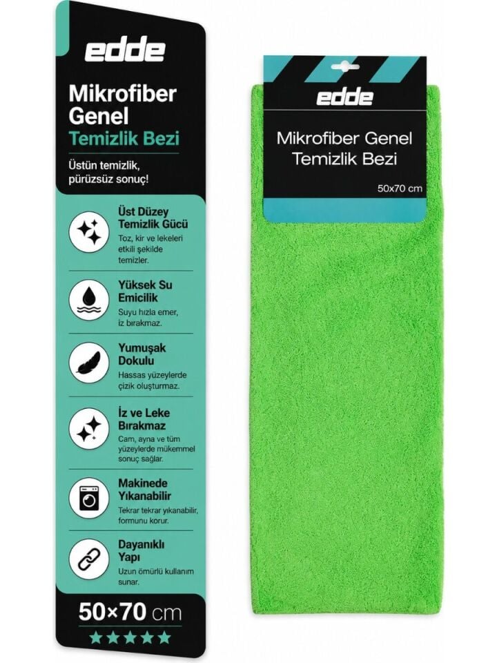 Edde Araba Araç Oto Mikrofiber Genel Temizlik Bezi 50×70 cm Oto Detailing