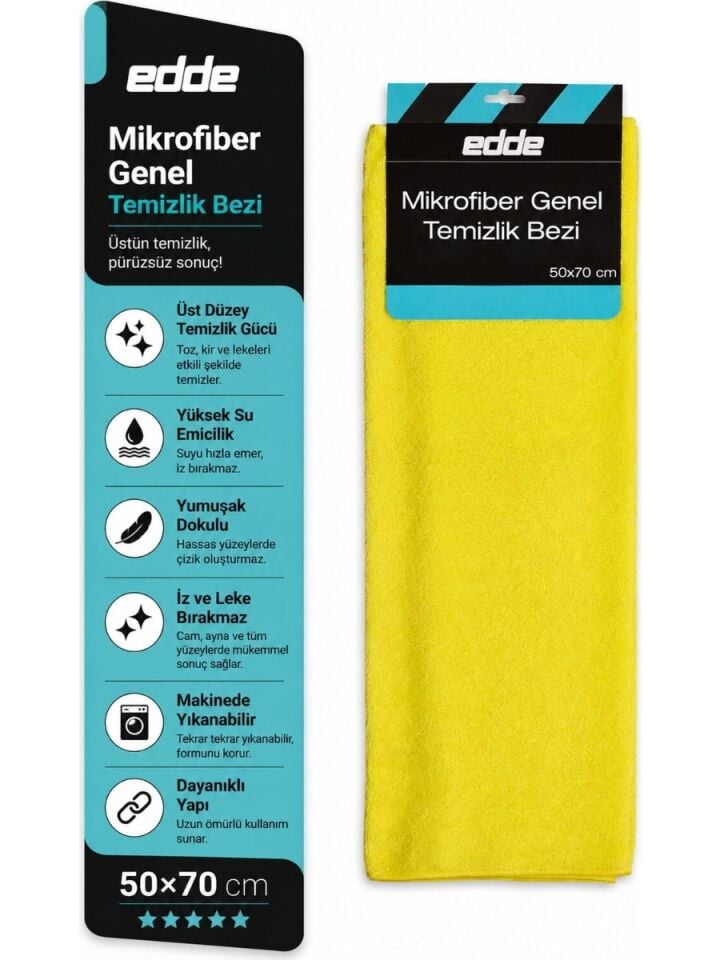 Edde Araba Araç Oto Mikrofiber Genel Temizlik Bezi 50×70 cm Oto Detailing