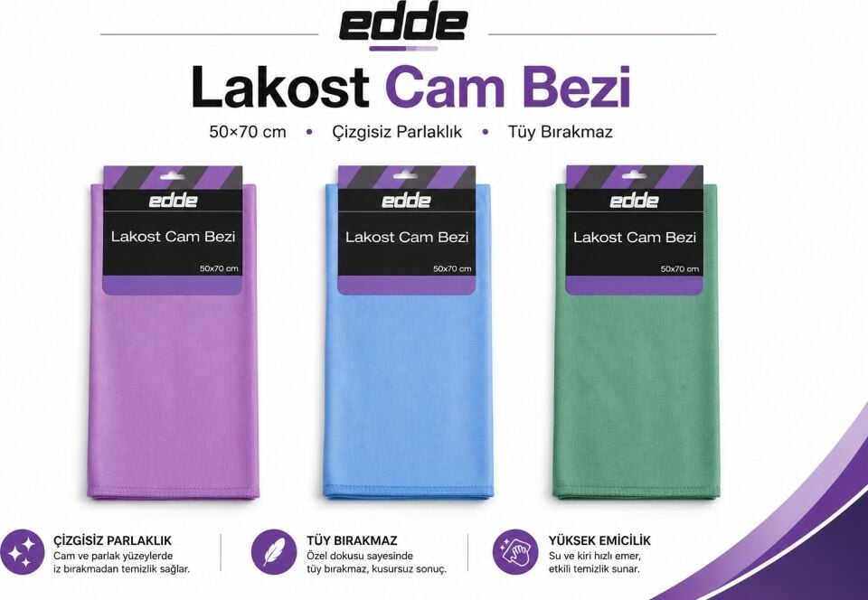 Edde Araba Araç Oto Lakost Cam Bezi 50×70 cm Oto Detailing