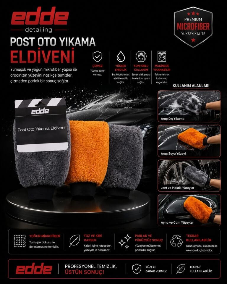 Edde Araba Araç Oto Mikrofiber Oto Yıkama Eldiveni Yıkama Eldiven Post Oto Detailing