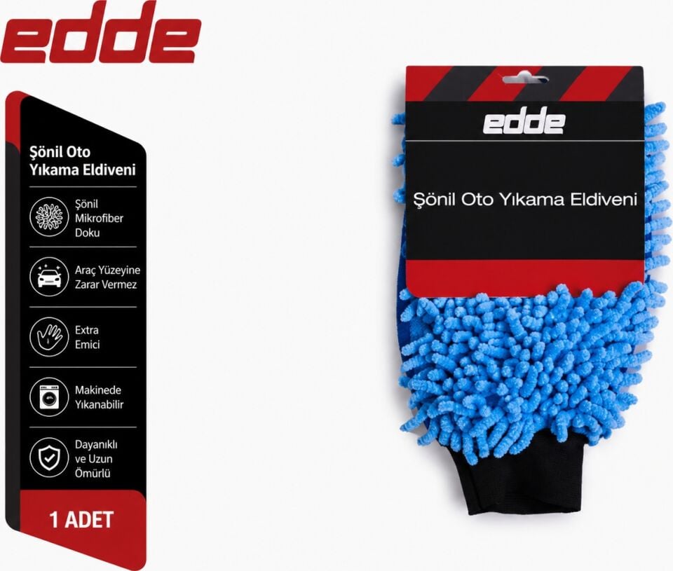 Edde Araba Araç Oto Mikrofiber Oto Yıkama Eldiveni Makarna Şönil Eldiven Oto Detailing