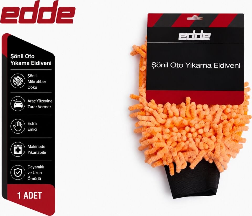 Edde Araba Araç Oto Mikrofiber Oto Yıkama Eldiveni Makarna Şönil Eldiven Oto Detailing