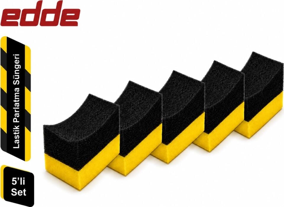 Edde Araba Araç Oto 5'li Lastik Parlatma Süngeri Parlatıcı Sünger 5 Adet Set Oto Detailing