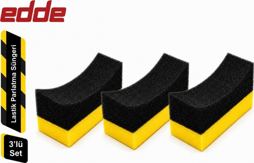Edde Araba Araç Oto 3'lü Lastik Parlatma Süngeri Parlatıcı Sünger Oto Detailing