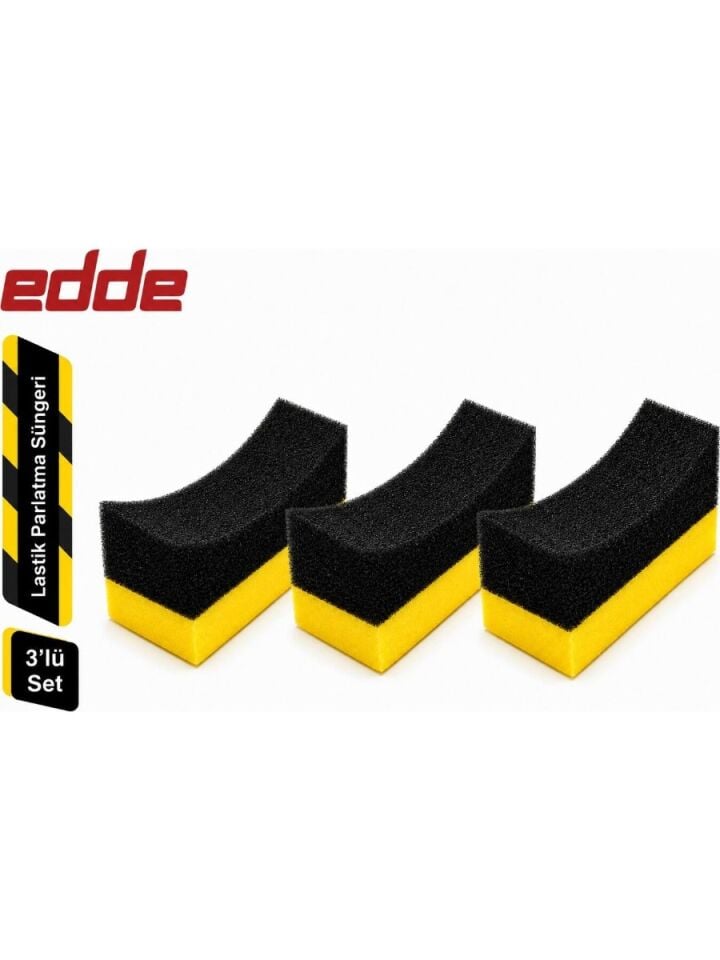 Edde Araba Araç Oto 3'lü Lastik Parlatma Süngeri Parlatıcı Sünger Oto Detailing