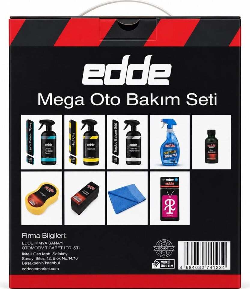 Edde 9'lu Araba Araç Oto Mega Oto Bakım Seti 9 Parça Ürün