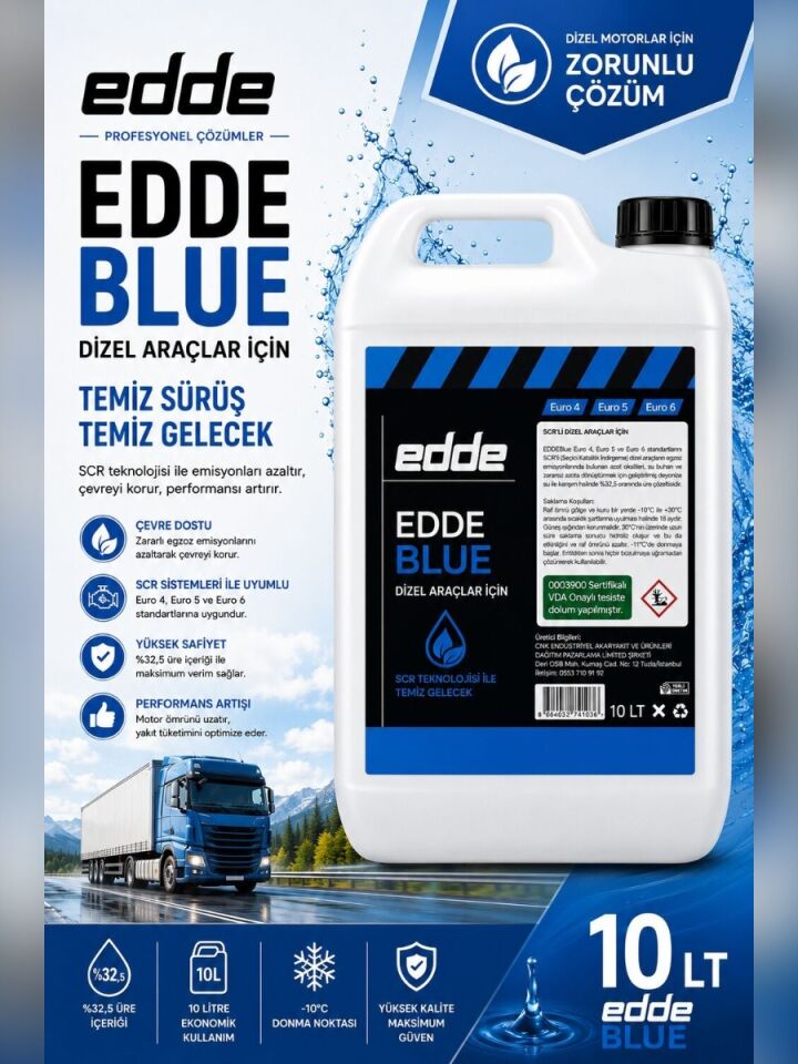 Edde Blue  10 Lt Scr'li Dizel Araçlar Için Eddeblue Emisyon Azaltıcı Araba Araç Oto