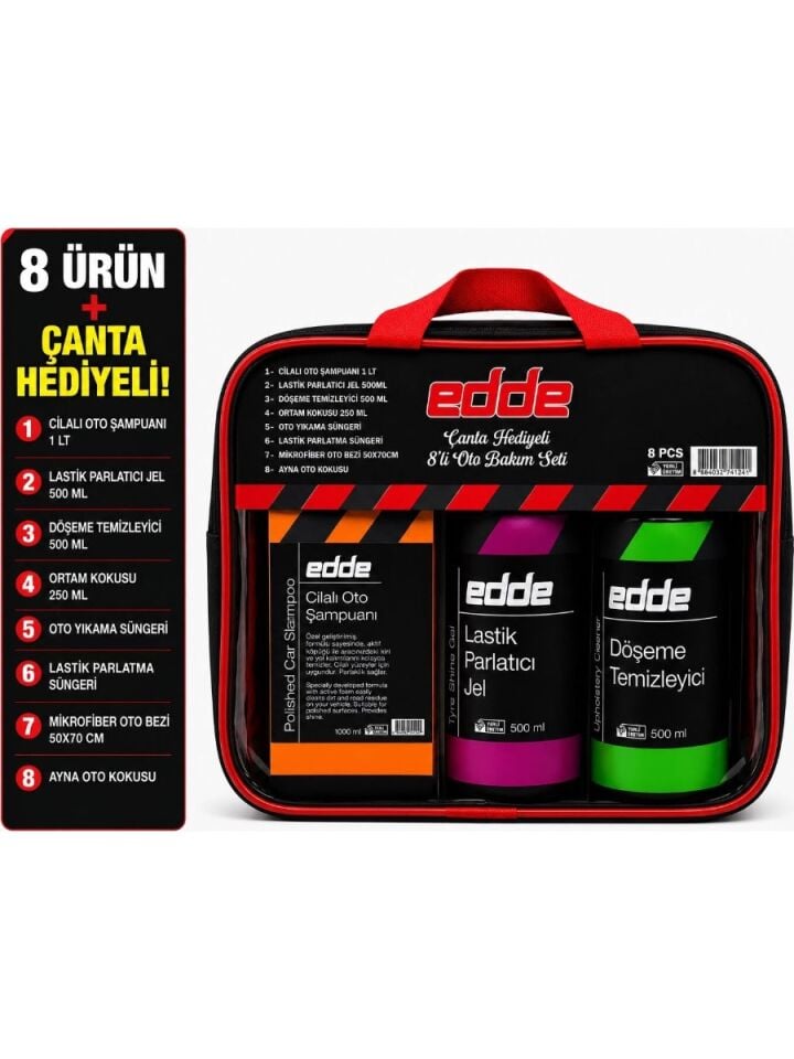 Edde Araba Araç Oto 8’li Oto Bakım Seti Çanta Hediyeli Oto Detailing