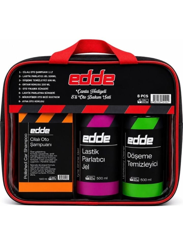 Edde Araba Araç Oto 8’li Oto Bakım Seti Çanta Hediyeli Oto Detailing