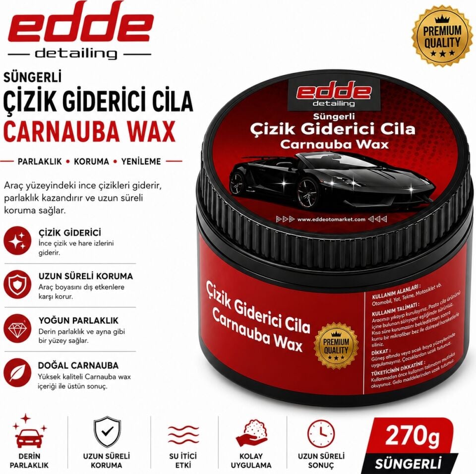 Edde Araba Araç Oto Süngerli Çizik Giderici Cila Oto Detailing