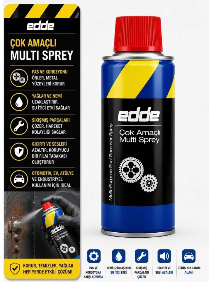 Edde Araba Araç Oto Çok Amaçlı Multi Sprey 200ML Pas Sökücü Yağlayıcı