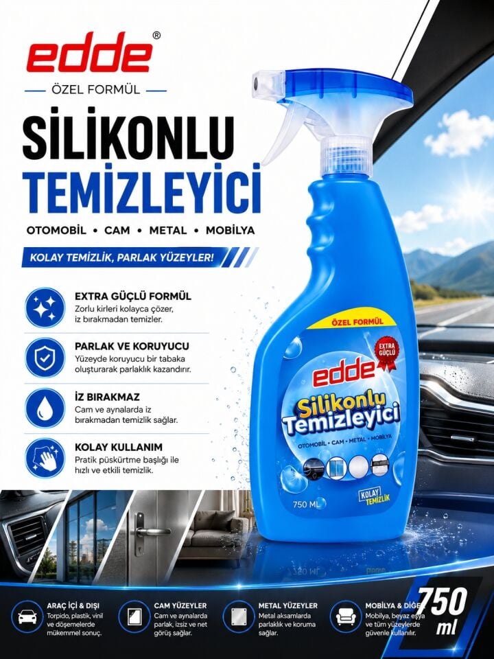 Edde Araba Araç Oto Silikonlu Yüzey Temizleyici 750 ml Oto Detailing