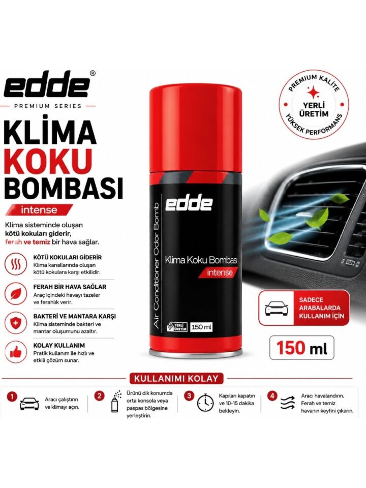 Edde Araba Araç Oto Klima Koku Bombası Klima Temizleyici 150 ml Oto Detailing Intense