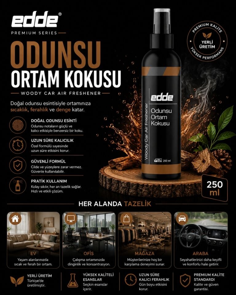 Edde Odunsu Kokulu Ferah Kalıcı Araba Araç Oto Kokusu Araç Içi Kokuları 250 ml Bambu Oto Parfümü Oto Detailing