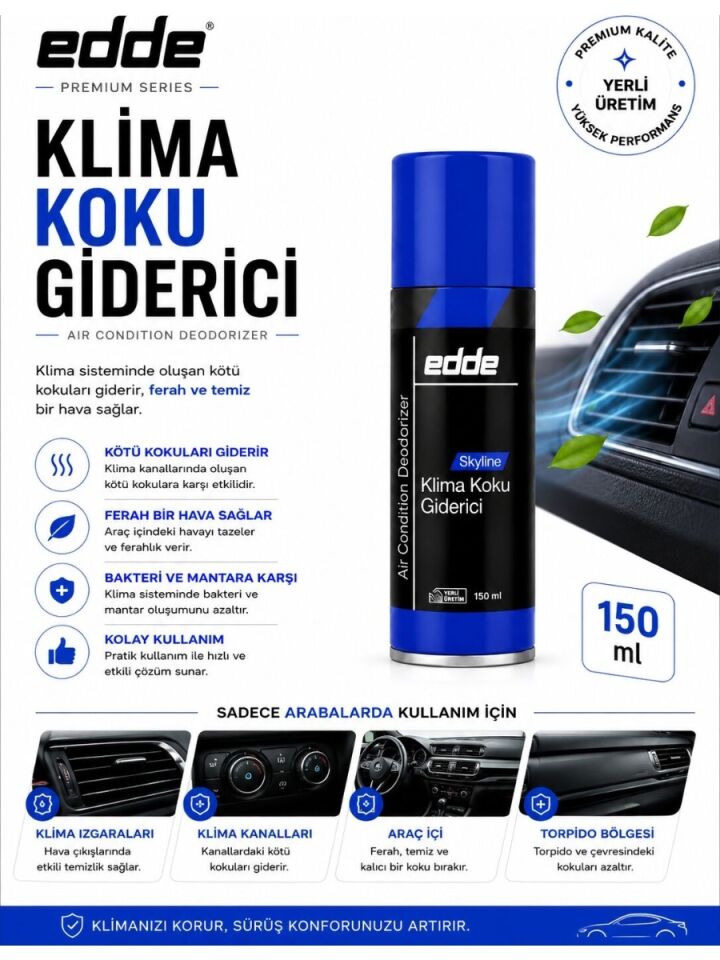 Edde Araba Araç Oto Klima Bombası Klima Koku Giderici Klima Temizleyici 150 ml Skyline