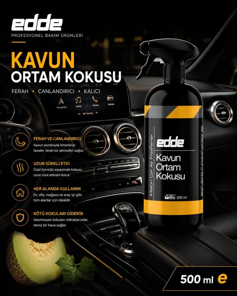 Edde Kavun Kokulu Araba Araç Oto Ortam Kokusu Araç Içi Kokuları Oto Parfümü 500 ml Oto Detailing