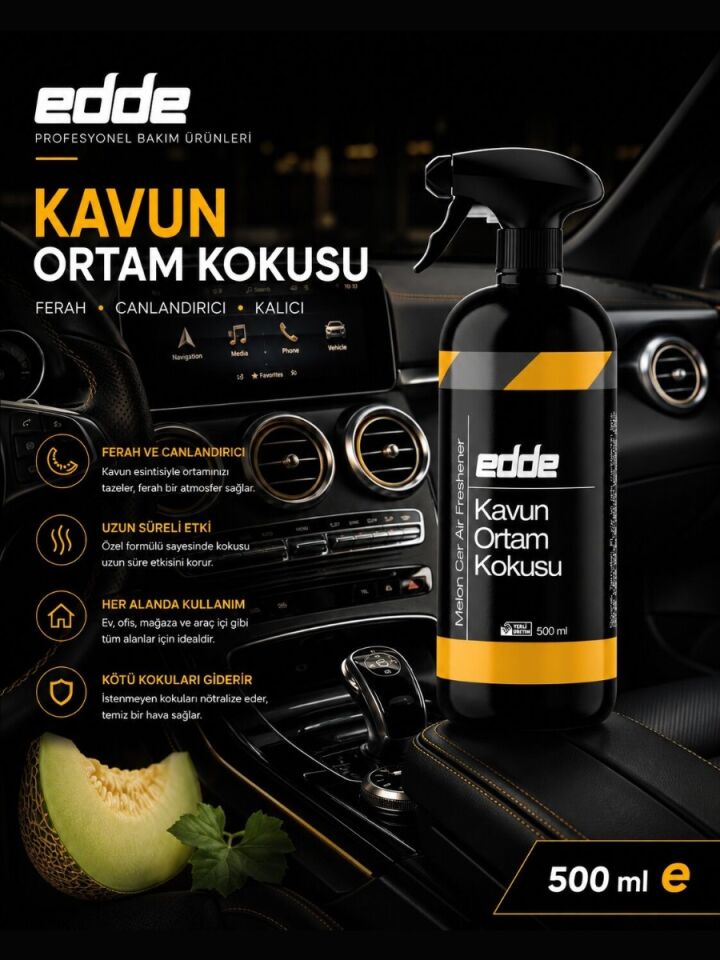 Edde Kavun Kokulu Araba Araç Oto Ortam Kokusu Araç Içi Kokuları Oto Parfümü 500 ml Oto Detailing