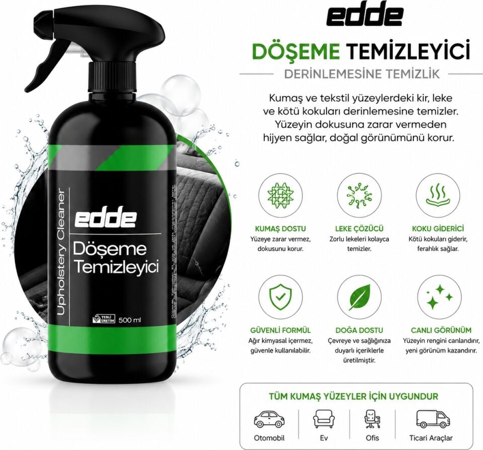 Edde Araba Araç Oto Döşeme Temizleyici Sprey 500ML Oto Detailing