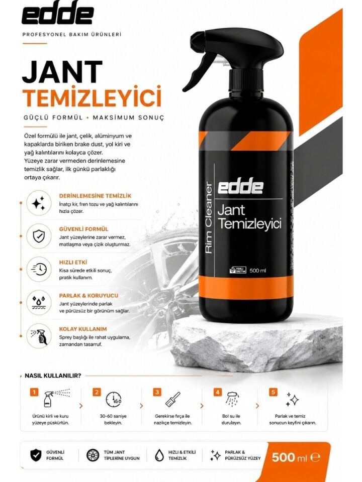 Edde Araba Araç Oto Jant Temizleyici Sprey 500ML Oto Detailing