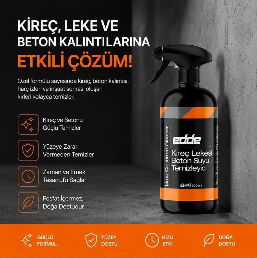 Edde Araba Araç Oto Kireç Beton Suyu Sökücü Temizleyici Temizleme 500 Ml Oto Detailing