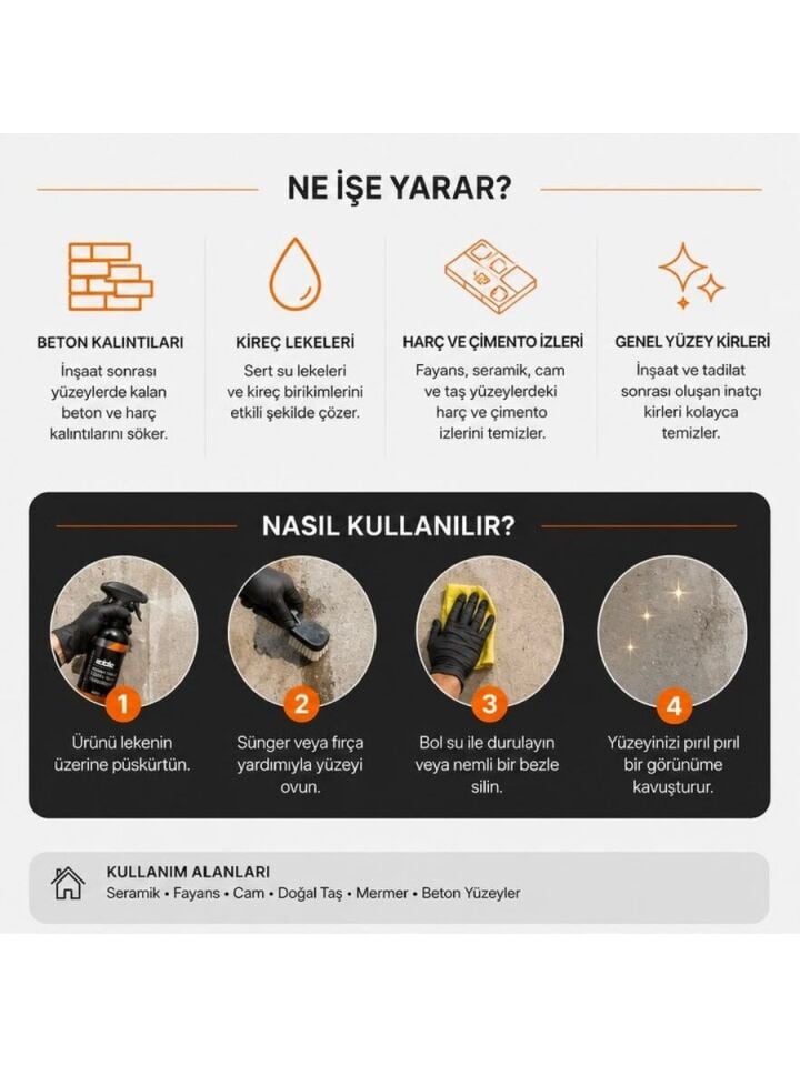 Edde Araba Araç Oto Kireç Beton Suyu Sökücü Temizleyici Temizleme 500 Ml Oto Detailing