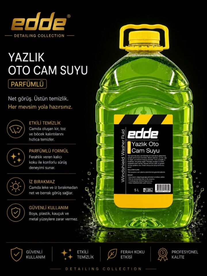 Edde Yazlık Parfümlü Oto Cam Suyu 5l Araba Araç Oto Yazlık Silecek Suyu