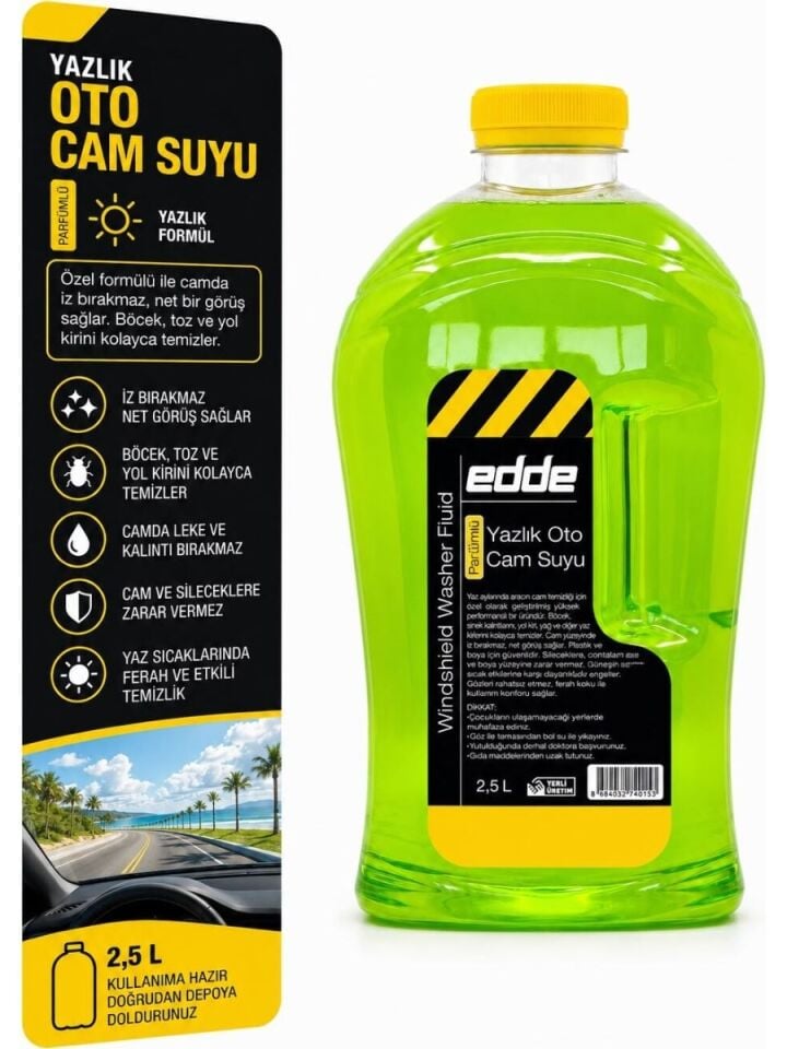 Edde Yazlık Parfümlü Oto Cam Suyu 2,5l Araba Araç Oto Yazlık Silecek Suyu
