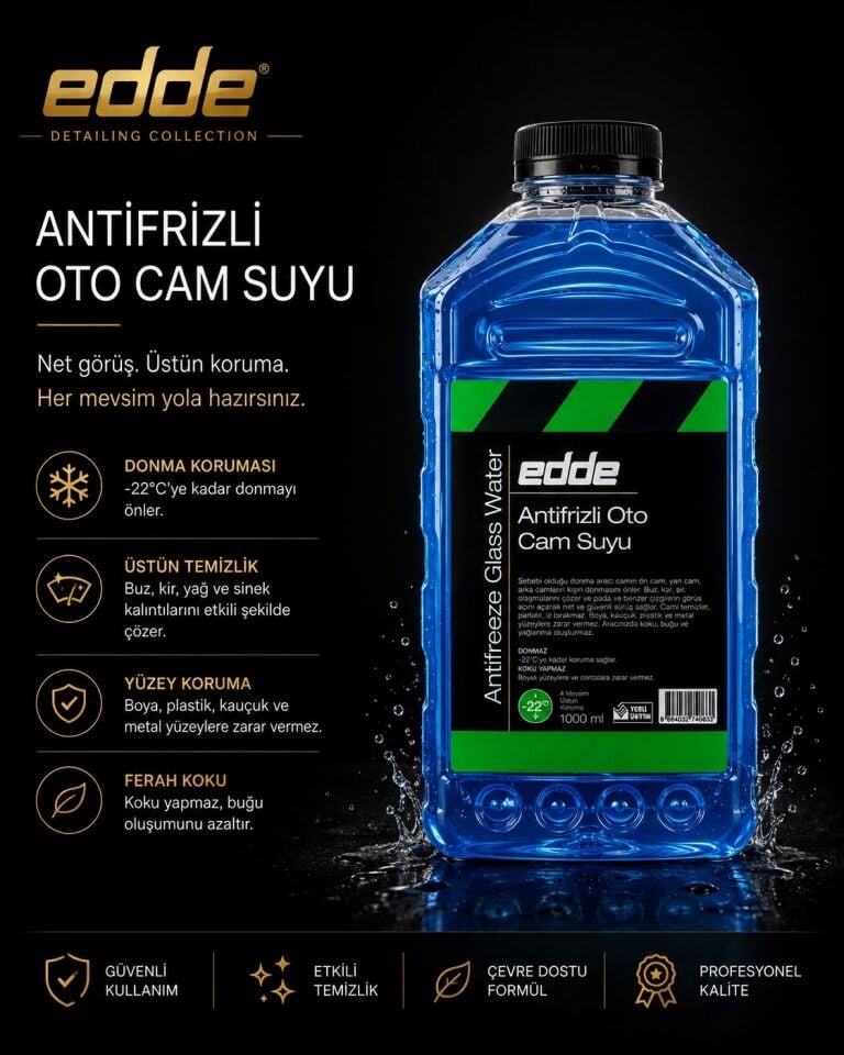Edde Kışlık Parfümlü Oto Cam Suyu 1l Araba Araç Oto Antifrizli Silecek Suyu