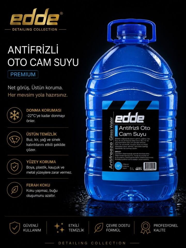 Edde Kışlık Parfümlü Oto Cam Suyu 5l Araba Araç Oto Antifrizli Silecek Suyu
