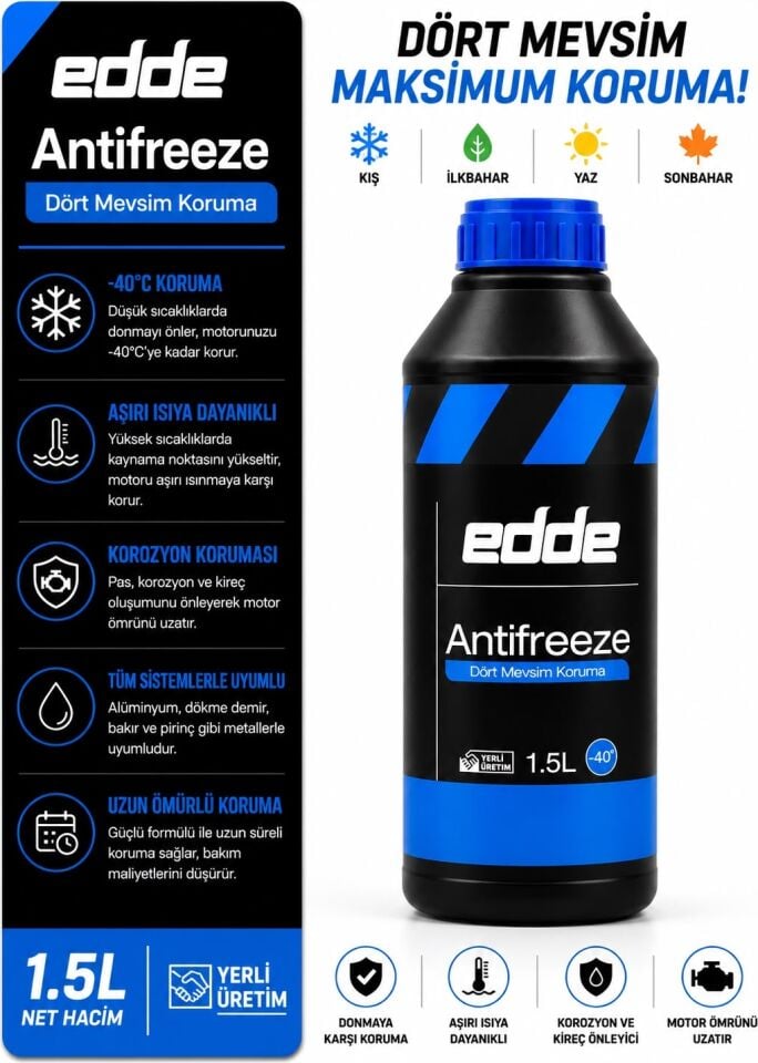Edde Araba Araç Oto Antifriz Mavi 1.5 L Dört Mevsim