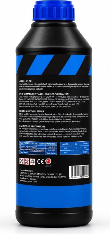 Edde Araba Araç Oto Antifriz Mavi 1.5 L Dört Mevsim