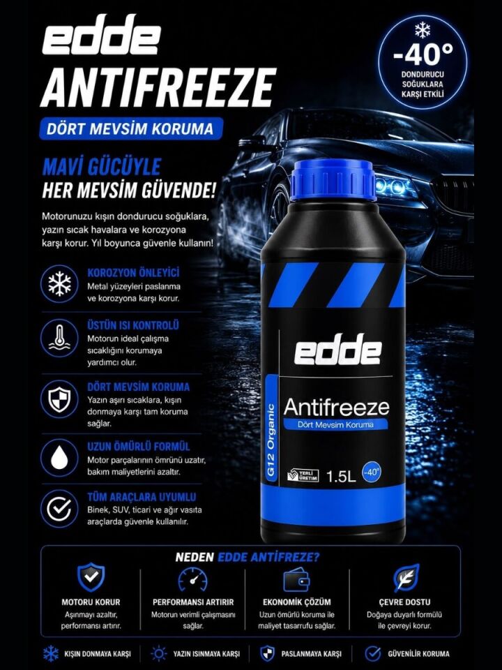 Edde Araba Araç Oto Antifriz Mavi 1.5 L Dört Mevsim