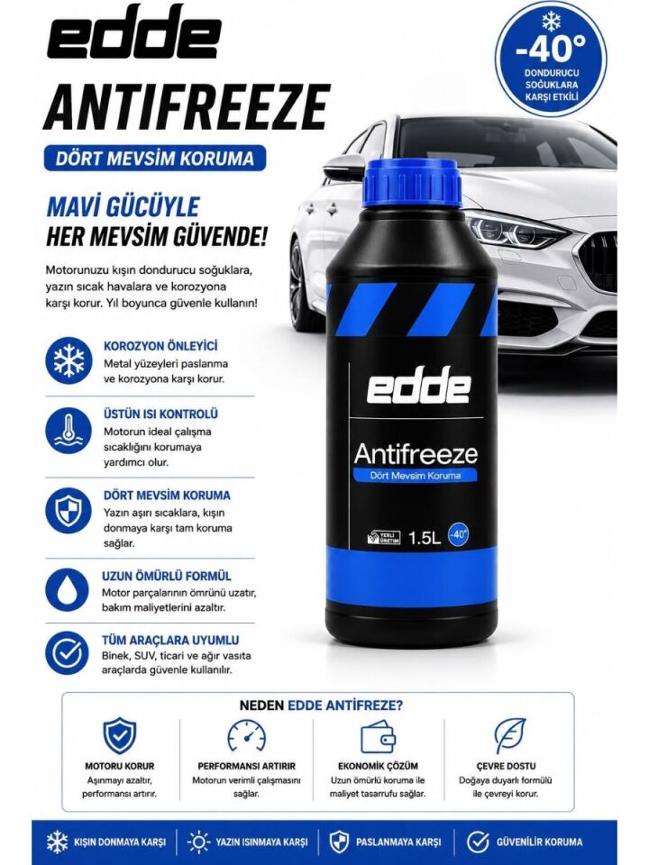 Edde Araba Araç Oto Antifriz Mavi 1.5 L Dört Mevsim