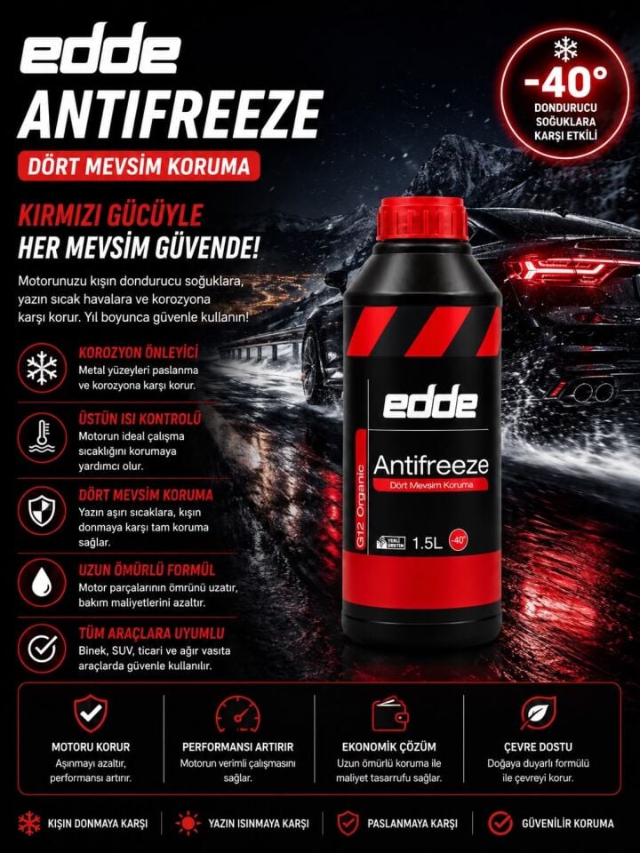 Edde Araba Araç Oto Antifriz Kırmızı 1.5 L Dört Mevsim